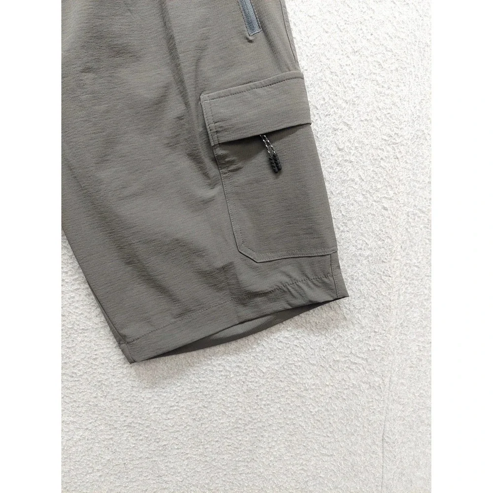 Scollit Men  Shorts S Gray Drawstring Elastic Waist Zipper Pockets Performance